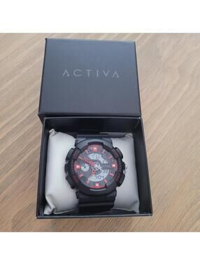 Activa Black and Red Sporty Digital Analog Watch